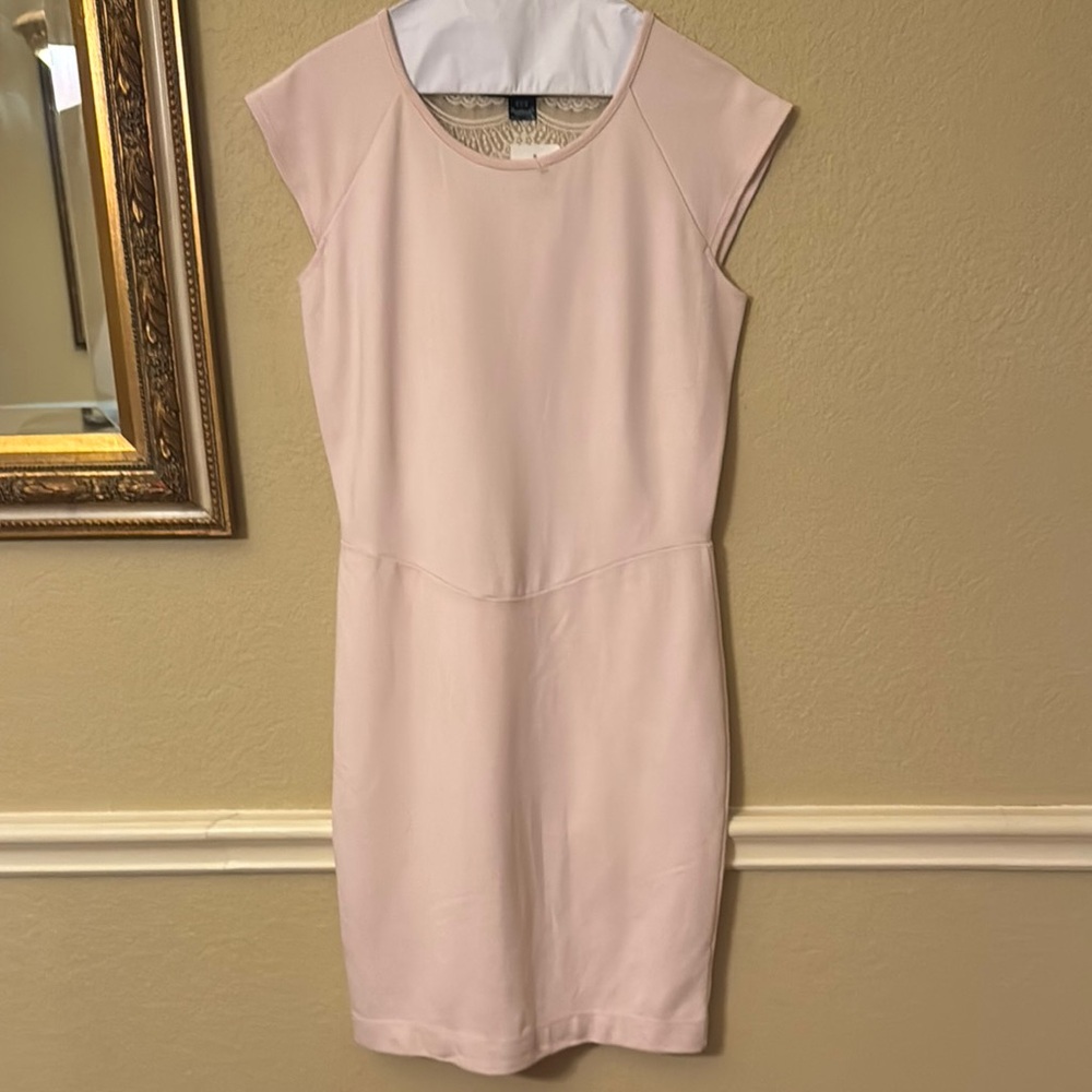 French Connection Pink Sheath Dress Cap Sleeves